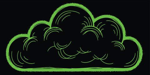 Vibrant Green Cloud Illustration Graphic Design Element Artistic Weather Icon Neon Outline Stylish Background Digital