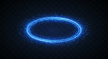 Abstract blue energy circle on a dark background visual element concept