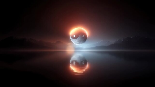 Tai Chi Sun and Moon Interplay on Lake