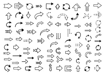 Vector art of set of various arrow designs for graphic design and web development projects