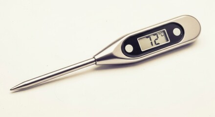 Digital thermometer showing 72C, perfect for cooking, laboratory, or industrial use.