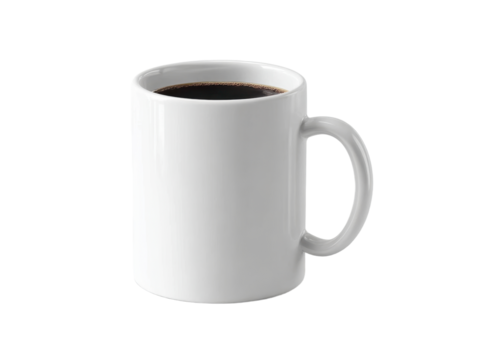 Invigorating Morning Coffee in White Ceramic Mug: A Warm, Steaming Beverage on a Clean Checkered Backdrop - Perfect for Daily Brews and Energizing Startups