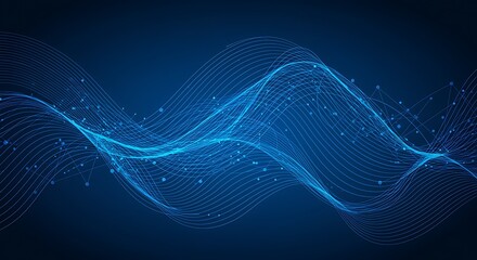 Abstract blue wave lines background representing technology and communication