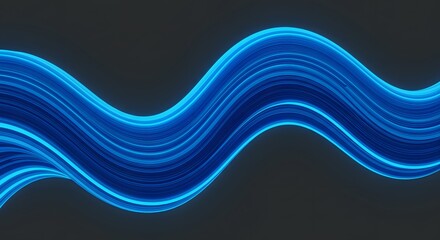 Abstract blue wave lines against a dark background modern design