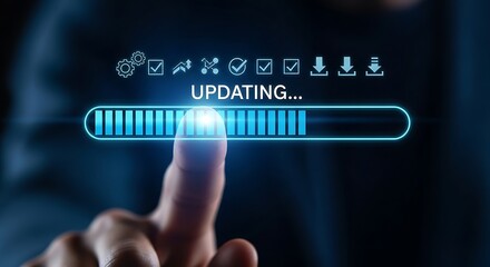 Finger touching updating progress bar technology update