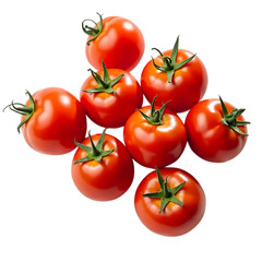 Fresh tomatoes in a pile isolated on transparent background