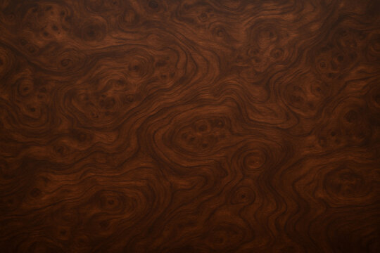 Luxurious walnut burl wood background with rich brown swirling patterns