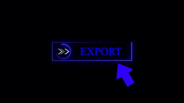 Glowing neon line mouse cursor animation pointing towards export button in looping with transparent background. Up and down arrow moving on business arrow text dollar. See Less
