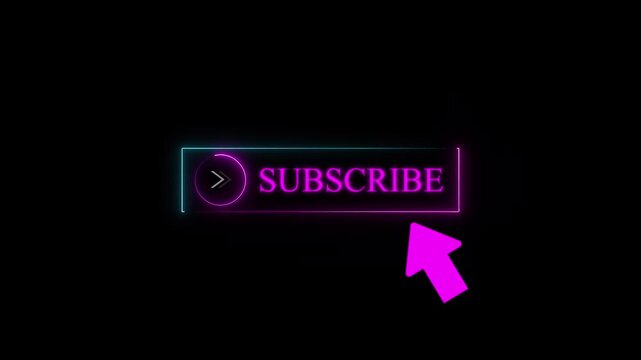 Glowing neon line mouse cursor animation pointing towards subscribe button in looping with transparent background. Up and down arrow moving on business arrow text ... See More
