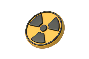Nuclear sign isolated on white background. Radioactive hazard symbol. Danger zone. Environmental pollution. Chemical waste. 3d render