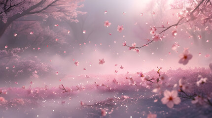 dreamlike cherry blossom landscape Whispers of Spring Generative AI