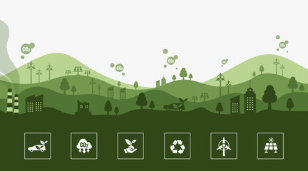 Zero emission. Net zero and carbon neutral concept. Net zero greenhouse gas emissions target. Climate neutral long term strategy with net zero icon infographic. © Umam Asrof