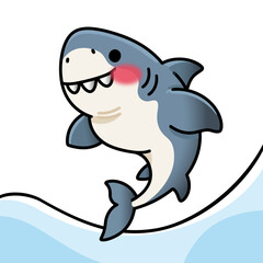 A cartoon vector jumping big shark