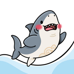 A cartoon vector jumping big shark