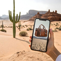 bag mockup in desert