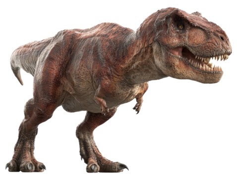 Tyrannosaurus Rex Dinosaur on a Transparent Background T-Rex Jurassic Giant Predator Carnivore Ancient Creature Prehistoric Reptile Wild Paleontology Fierce Beast
