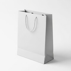 White shopping bag with handles isolated on white background