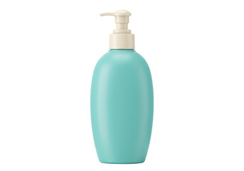 Isolated dispenser bottle of teal hand soap with pump for hand hygiene and personal care