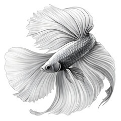 elegant betta fish in monochrome