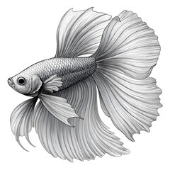 elegant betta fish in monochrome