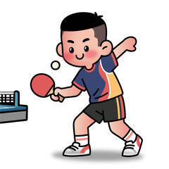 A cartoon vector sports man playing table tennis