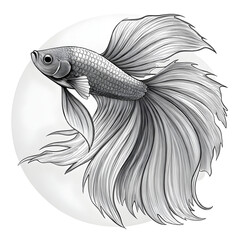 elegant betta fish in monochrome