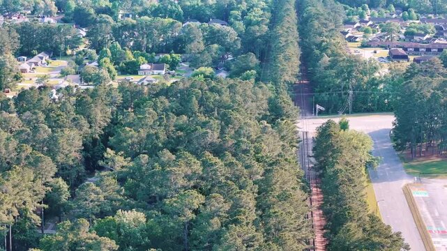 Aerial landscape of Richmond Hill residential area sunny summer day in Bryan County Georgia