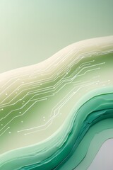 Professional photo of a smooth watercolor gradient layered with faint luminous AI circuitry patterns set against a calming pastel green and cream color palette with a clean and minimalist design suita