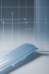 professional photo of subtle acrylic brush texture visible under a translucent geometric data grid with clean lines and minimal nodes rendered in muted blue-gray tones with a subtle gradient effect co