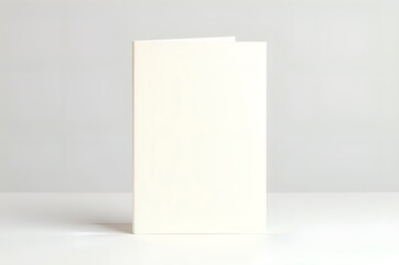 Naklejka premium Blank folded card on a white surface; ready for custom design