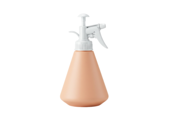 Isolated peach-toned spray bottle, plant mister, household cleaning product for plants and lawns