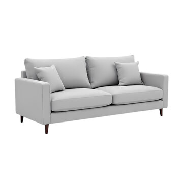 3d Light Gray Sofa isolated on transparent background