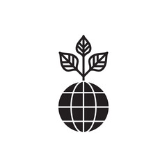 Growing Seedling on Earth Globe Solid Filled Icon