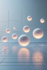 Professional photograph of an abstract geometric background featuring intricate folded paper shadows and light digital reflections set against a muted gray-blue palette conveying a sophisticated and p