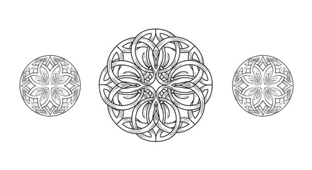 Abstract geometric design with ornamental circles in black and white