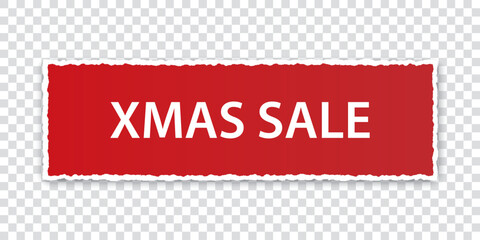 XMAS SALE – red torn paper banner with ripped edges