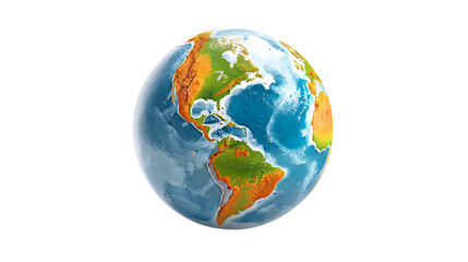 Fototapeta premium Earth globe showing continents and oceans isolated on transparent background