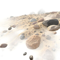rocky sand surface in transparent background