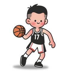 A cartoon vector sports man playing basketball