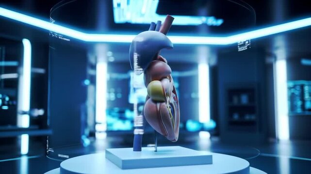 Human organ cross section in a futuristic research laboratory setting