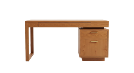 Isolated Modern Office Desk, Minimalist Wood Furniture for Home or Work Space, No People