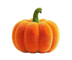 Fuzzy Plush Pumpkin with Green Stem