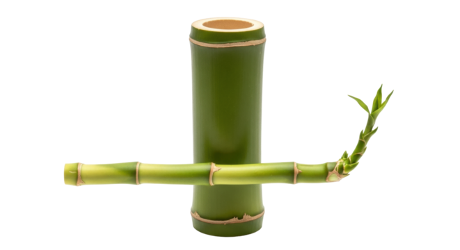 Isolated bamboo stalks arrangement for decoration, interior design, and feng shui concepts