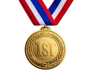 Gold Medal with Ribbon for First Place – Transparent PNG