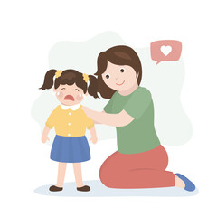 Mother offering solace to tearful little kid. Empathy, mom comforting crying daughter. Family, parent and child isolated on white background. Warm hugs.