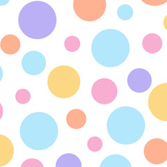 Simple pastel polka dots pattern. Colorful pastel polka dots background. Simple and colorful seamless design perfect for wallpaper, fabric, and wrapping paper