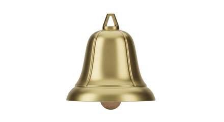 Isolated shiny metal bell with clapper casting a shadow on the surface, metallic sheen