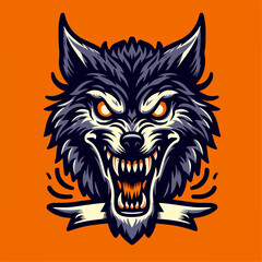 Illustration of a scary wolf head