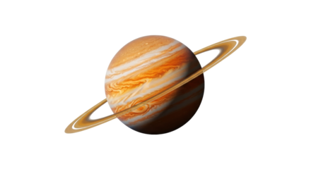 Isolated Gas Giant Planet with Rings, Outer Space Astronomical Celestial Body Graphic