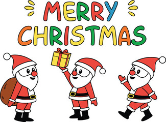 Christmas Santa Claus and Reindeer Vector Illustration with Gifts and Festive Decorations